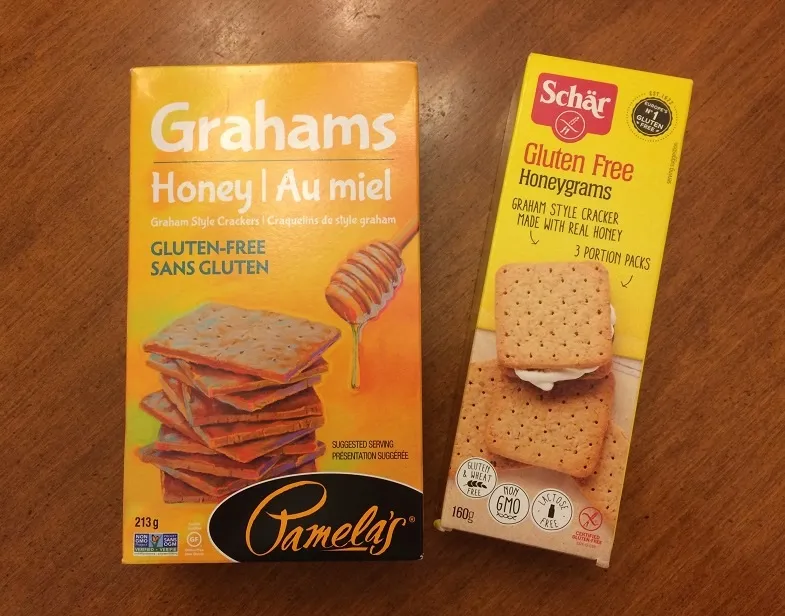 photo of Pamela's and Schar's gluten-free graham crackers boxes